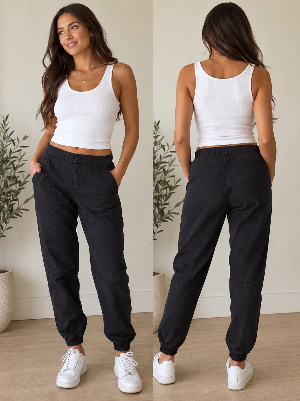 DU/ER Black Performance Denim Jogger Pants Women's